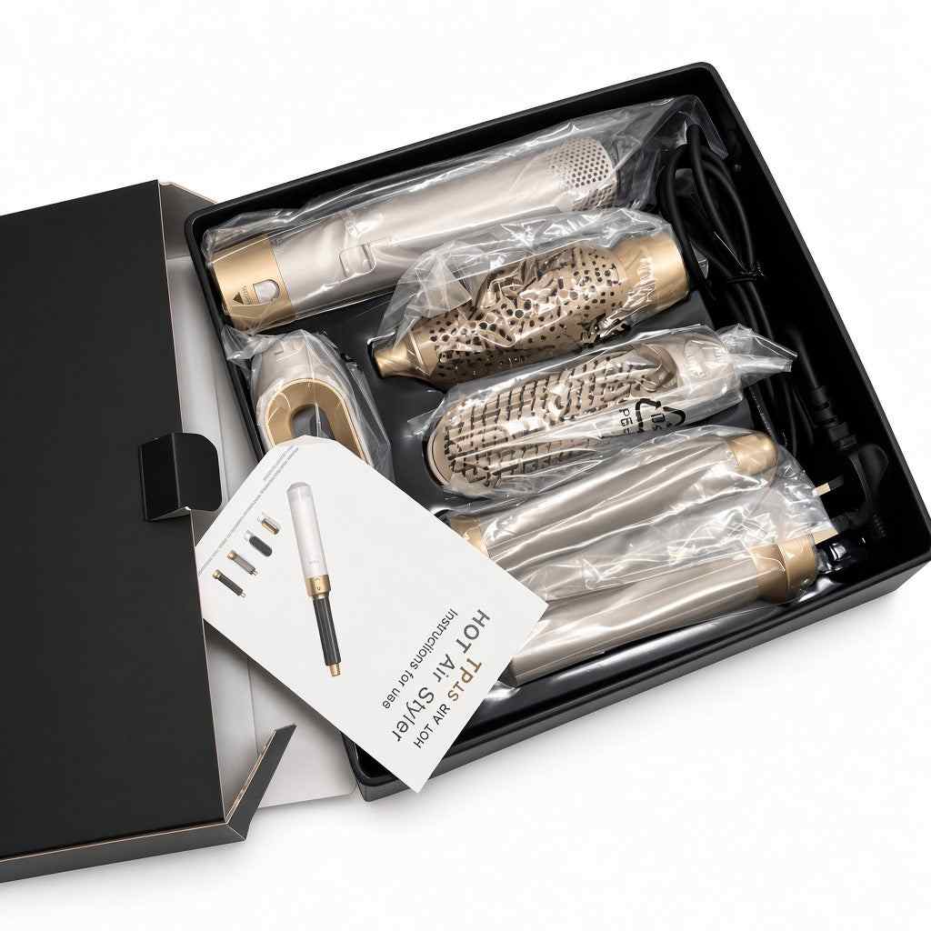 Transform your hair styling routine with the LuxeStyler 5-in-1 Professional Hair Styler & Dryer Set. Engineered for ultimate versatility, this all-in-one kit let