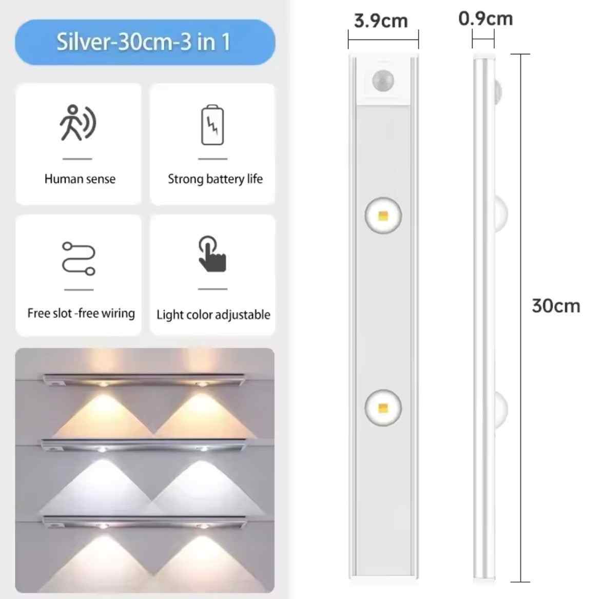 Transform any space with the Motion Sensor LED Light Bar — a premium, ultra-thin wireless lighting solution designed for modern homes. With instant 0-second motion d