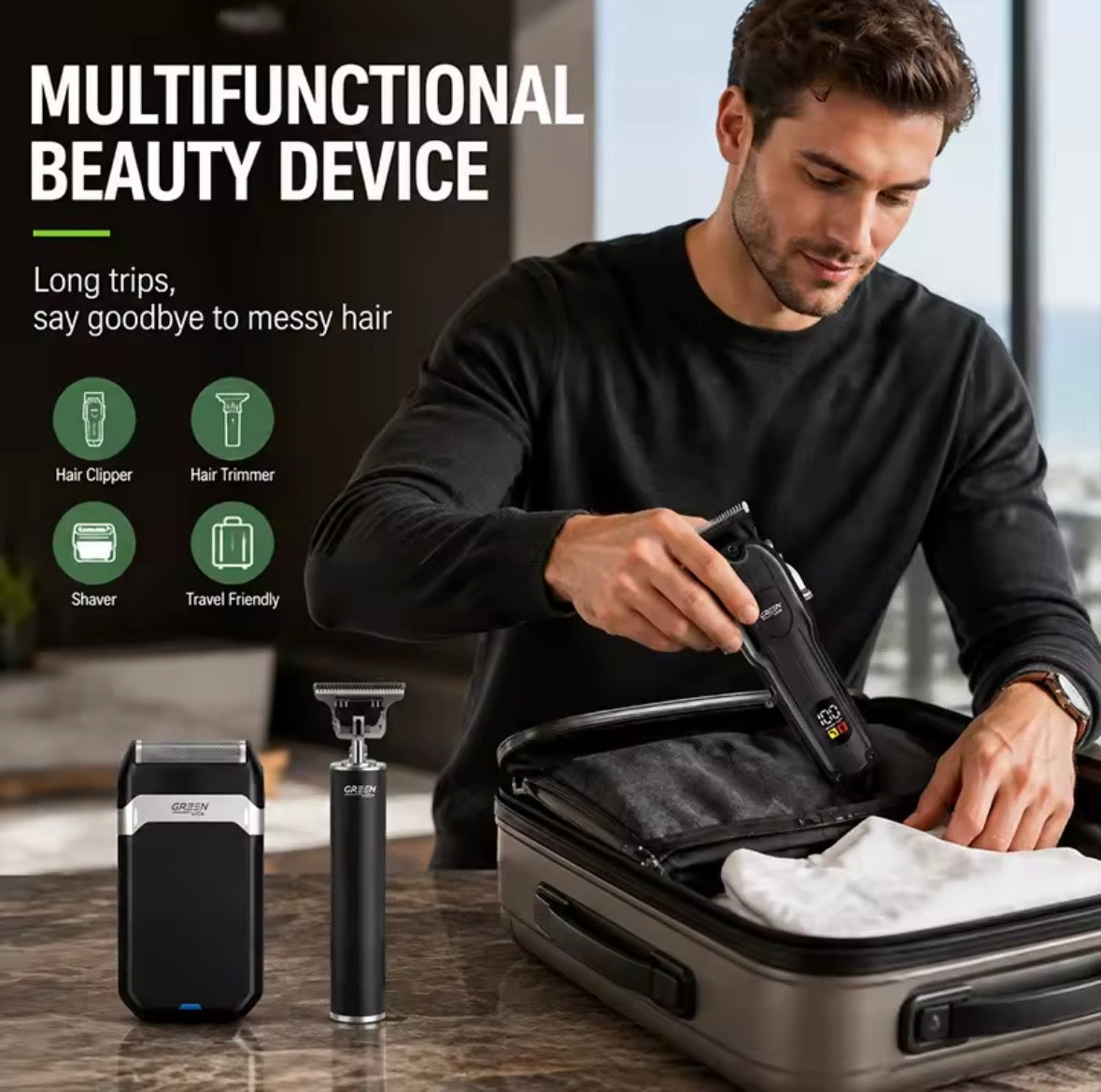 3-in-1 Professional Hair Clipper & Grooming Kit