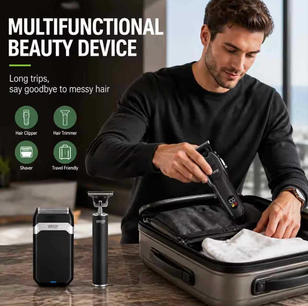Upgrade your grooming routine with the LuxeStyler 3-in-1 Professional Hair Clipper & Grooming Kit. Engineered for precision and performance, this all-in-one set