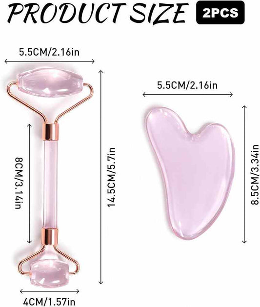 Elevate your skincare ritual with the Aura Glow Rose Quartz Roller & Gua Sha Set — a luxurious 2-piece crystal beauty tool designed to sculpt, lift, and illumina