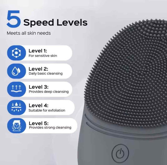 Transform your daily skincare routine with the Aura Sonic Facial Cleanser. Powered by gentle sonic vibration technology, this compact cleansing brush removes up to 9
