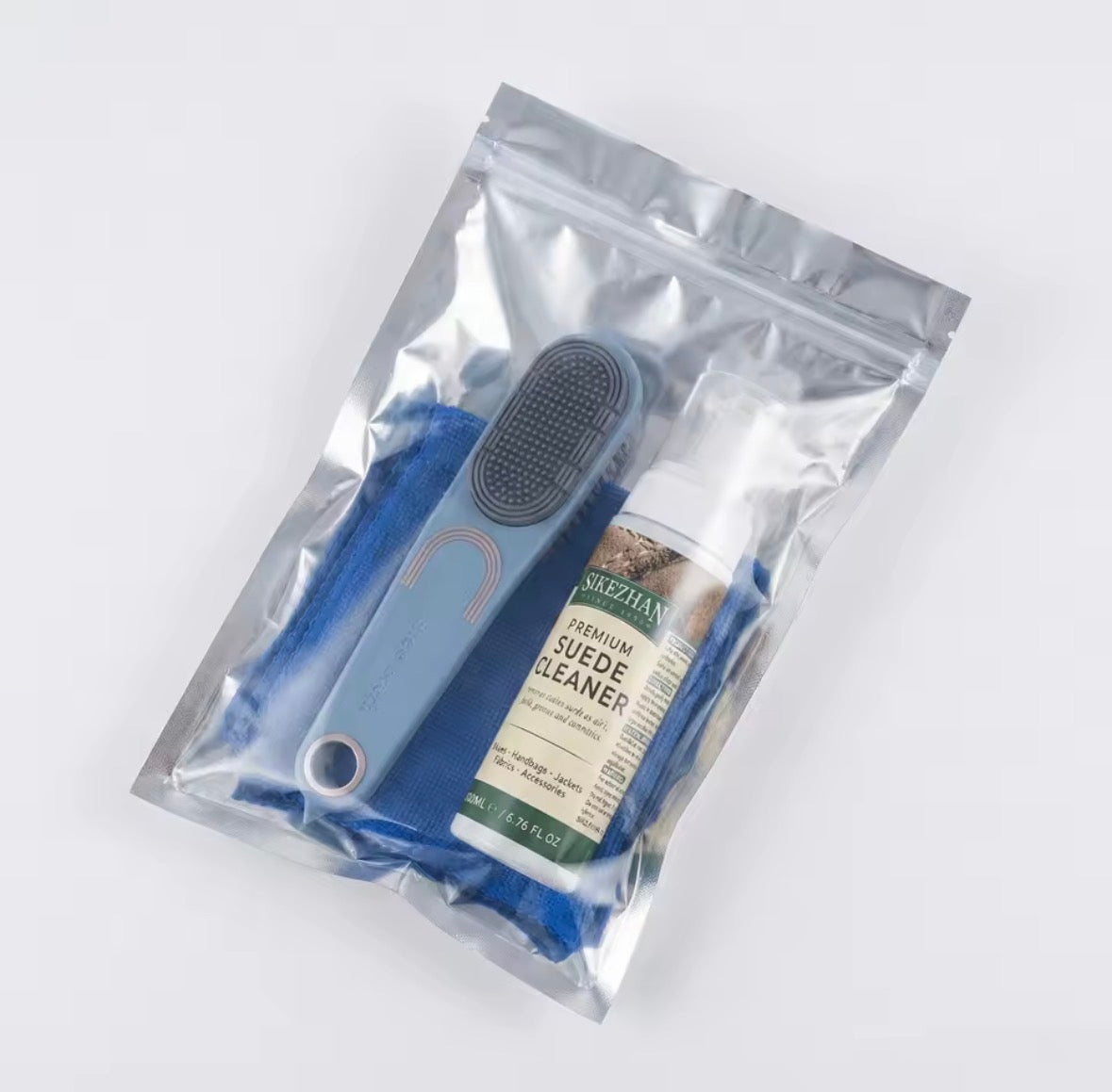 Sikezhan Premium Suede Cleaner Kit – Foam Spray + Brush + Microfiber Cloth