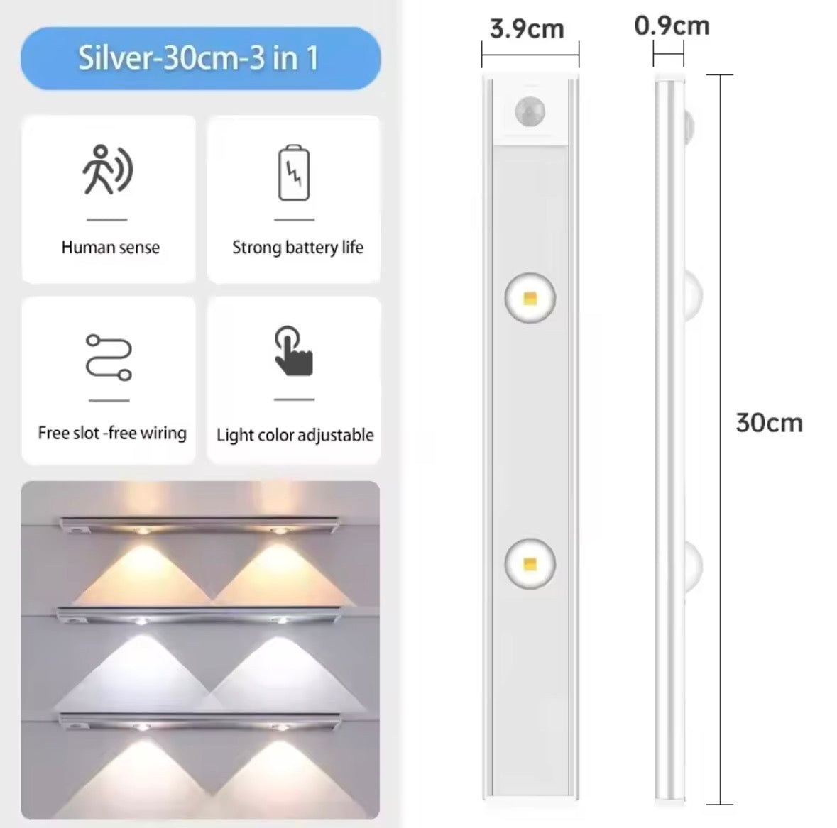 Motion Sensor LED Light Bar – Ultra-Thin Wireless Night Light