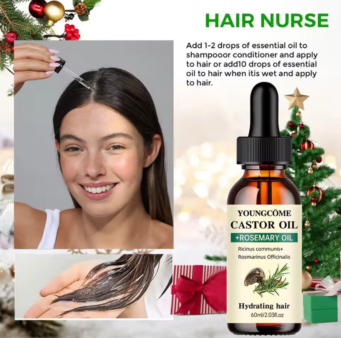 Youngcôme Castor Oil + Rosemary Oil - Aceite Hidratante para el Cabello