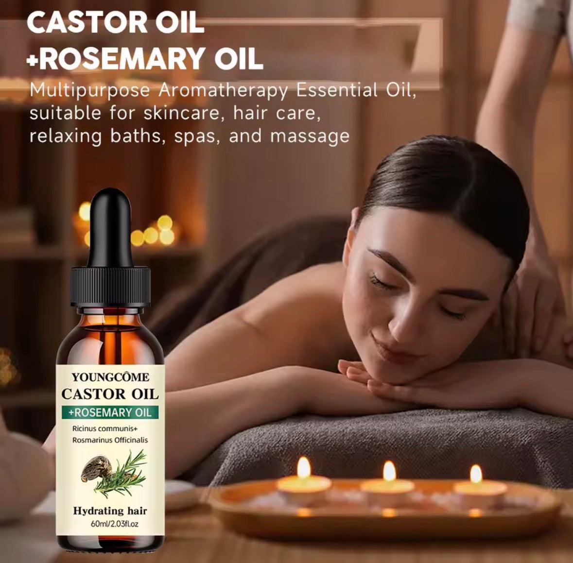 Youngcôme Castor Oil + Rosemary Oil - Aceite Hidratante para el Cabello