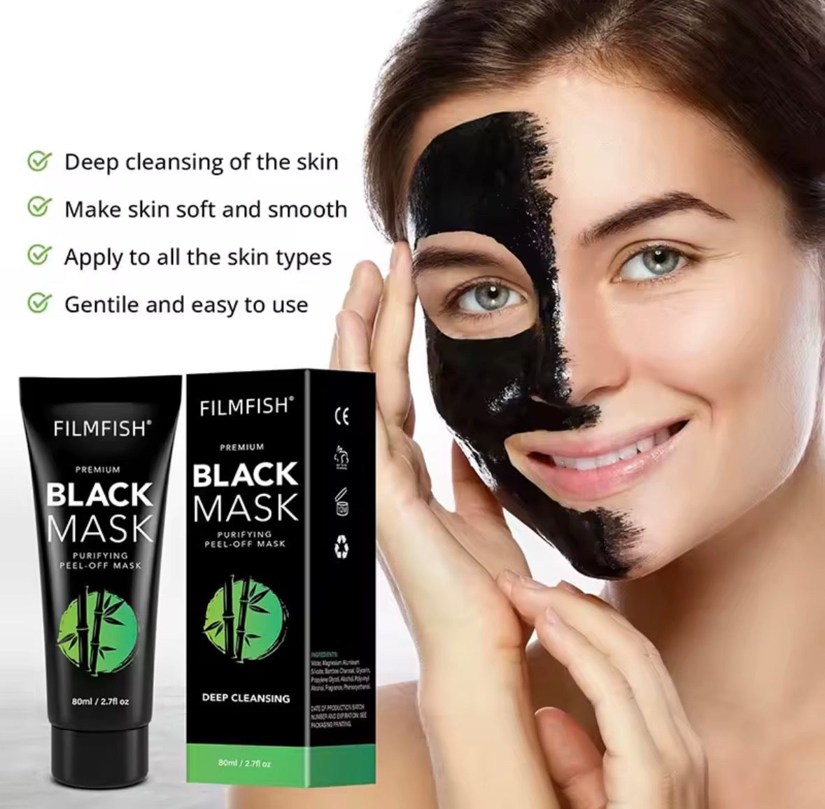 Bamboo Charcoal Black Mask – Purifying Peel-Off Mask for Blackheads