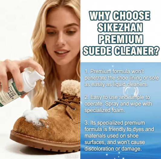 Sikezhan Premium Suede Cleaner Kit – Foam Spray + Brush + Microfiber Cloth