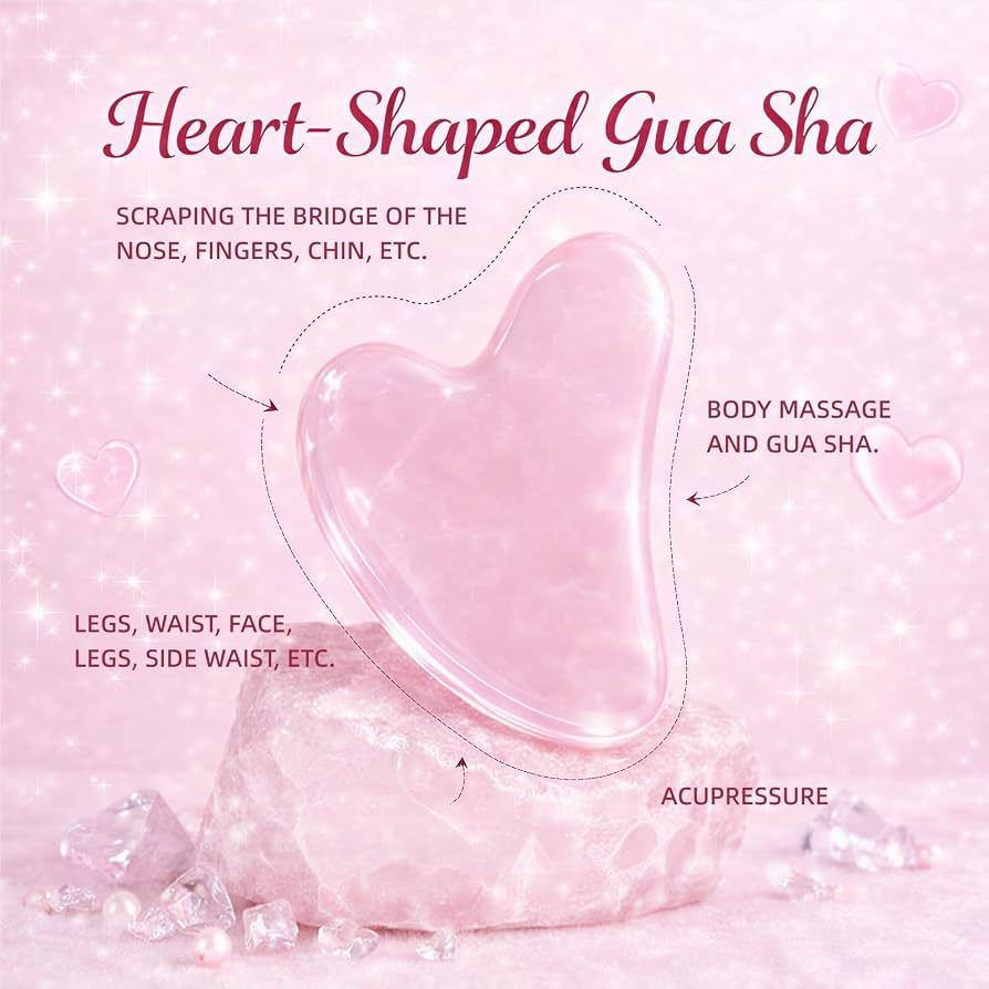 Aura Glow Rose Quartz Roller & Gua Sha Set | Anti-Aging Facial Massage