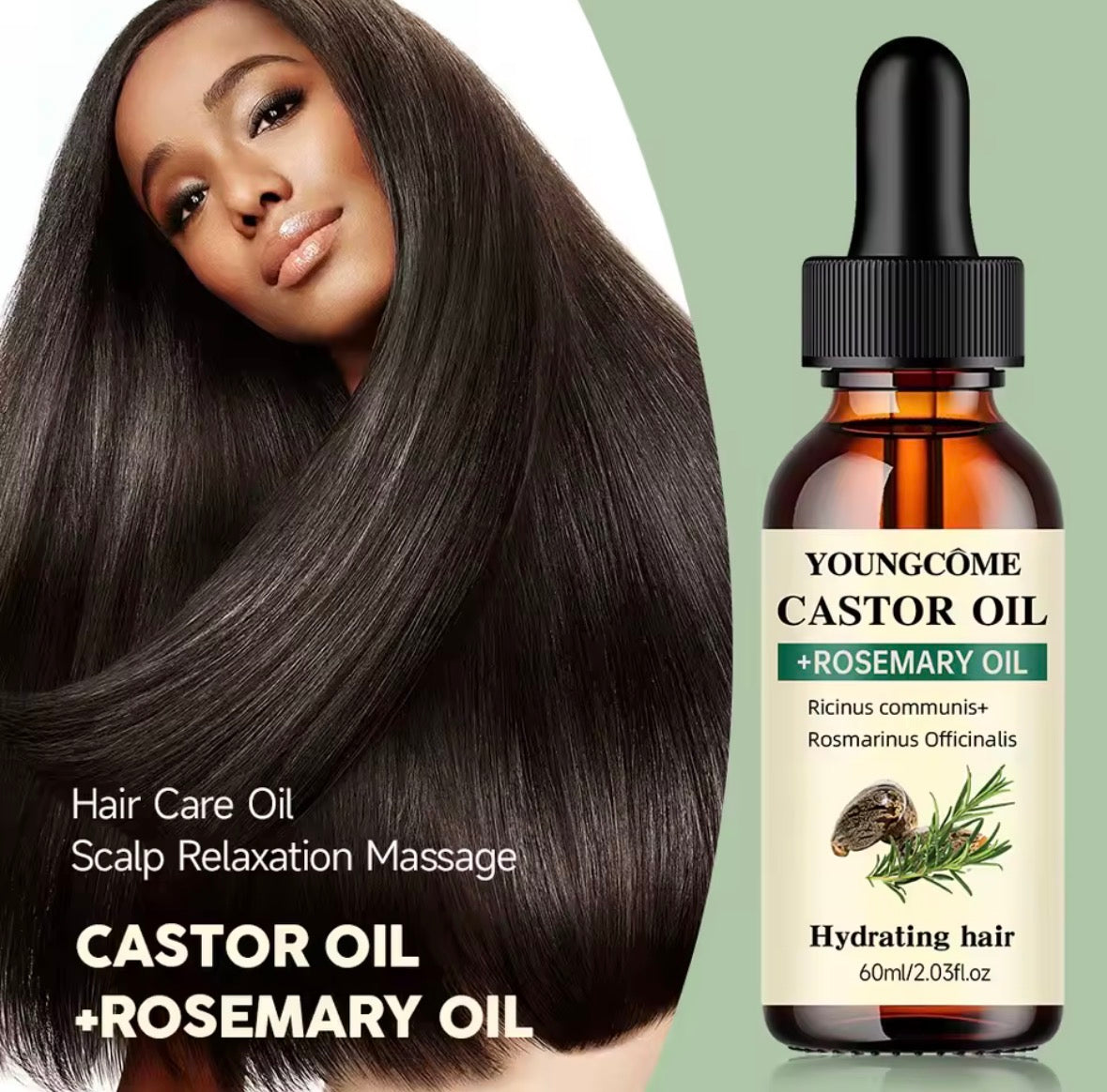 Youngcôme Castor Oil + Rosemary Oil - Aceite Hidratante para el Cabello