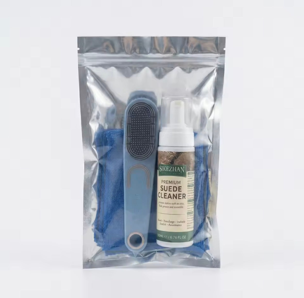 Sikezhan Premium Suede Cleaner Kit – Foam Spray + Brush + Microfiber Cloth
