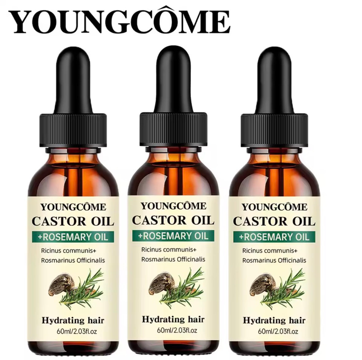 Youngcôme Castor Oil + Rosemary Oil - Aceite Hidratante para el Cabello